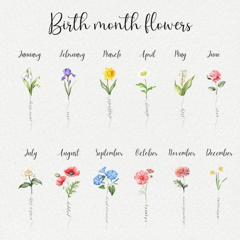 Personalized Birth Month Flower Art, Custom Grandkids Birthday Month Flower, Grandma's Garden Sign, Watercolor Birth Flower, Moms Garden - Etsy UK Moms Garden Birth Flowers, Moms Garden Sign, Baby Tattoos For Moms, Birthday Month Flowers, Watercolor Family, Grandma's Garden, Family Flowers, Grandmas Garden, Watercolor Bouquet