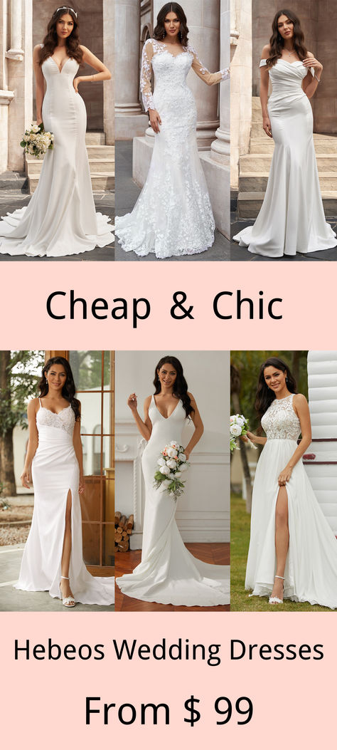 Discover a wide variety of exquisite, stylish wedding dresses to fit any body shape and any budget. Cheap Elegant Wedding Dresses, Simple And Cheap Wedding Dresses, Wedding Dress Ideas For Short Women, Unorthodox Wedding Dress, Wedding Dress Under $250, Low Budget Wedding Dress, Davids Bridal Wedding Dresses Under $500, Simple Cheap Wedding Dress, Sheeth Wedding Dress