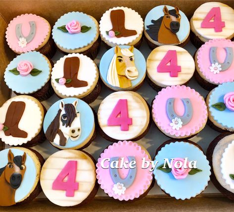 Love this Spirit Riding Free/ shabby chic cupcake collection... #fondantcupcakes #decoratedcupcakes #cupcakestagram #instacupcakes #cupcakesofinstagram #spiritridingfree #cowgirl #cowgirlcupcakes #shabbychic #shabbychiccupcakes #cupcakes Spirit Horse Cupcakes, Spirit Riding Free Cookies, Cowgirl Cupcakes Ideas, Spirit Riding Free Birthday Cake, Horse Cupcakes Ideas, Spirit Cupcakes, Cowgirl Cupcakes, Spirit Riding Free Birthday Party, Spirit Birthday Party