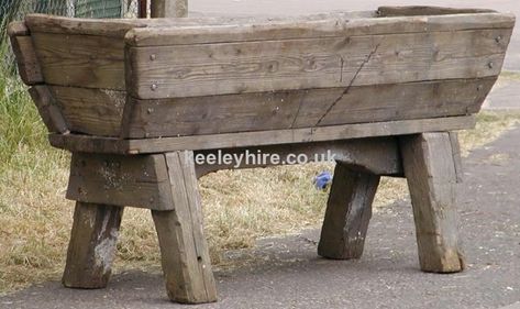 Large Tall Wood Water Trough #4  for storage Horse Water Trough, Front Porch Landscape, Drift Boat, Horse Trough, Deck Landscaping, Wooden Trough, Hitching Post, Water Trough, Trough Planters