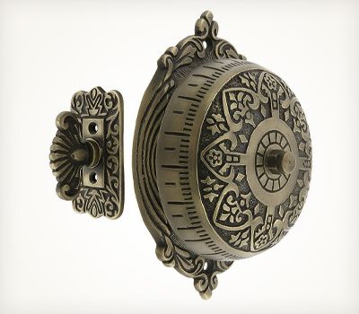 The Historic Charm of Hand-Turn Doorbells | House of Antique Hardware Brass Mechanical, Front Door Accessories, House Hardware, Big Doors, Door Bells, Brass Interior, Odd Things, Hinged Ring, Hearts And Flowers