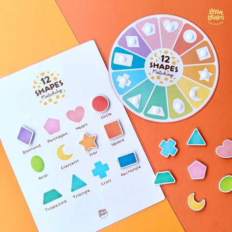 Rainbow Shapes Matching Printable Preschool Shape Montessori Learning 12 Shapes Pre-K Reusable Resource Homeschool Worksheets Toddler Shape Playgroup Ideas, Puzzle Activities, Shapes Matching, English Business, Shape Matching Game, Shape Activities Preschool, Kids Worksheet, Learning Preschool, Shape Sort