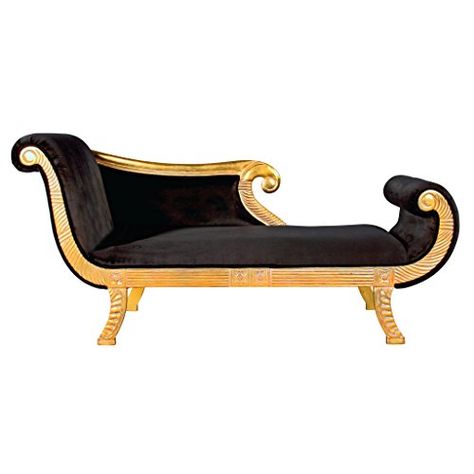 Egyptian Furniture, Upholstered Chaise Lounge, Gold Sofa, Mahogany Furniture, Upholstered Chaise, Chaise Lounge Sofa, Lounge Design, Design Toscano, Chaise Lounge Chair