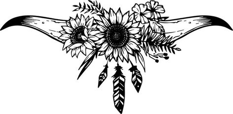 Prairie Tattoo Ideas, Prairie Dust, Cow Skull Tattoos, Drawing Fundamentals, Sunflower Decal, Cowgirl Tattoos, Cow Tattoo, Cowboy Tattoos, Country Tattoos