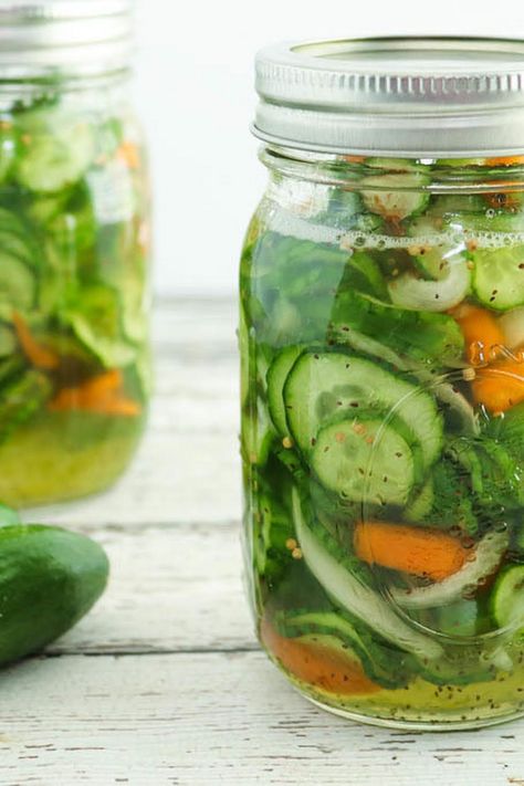 Dill Pickle Cucumber Salad, Fresh Pickled Cucumber Salad, Homemade Cucumber Pickles, Jarred Cucumbers, Mixed Vegetable Pickles, Canning Recipes With Cucumbers, Canning Cucumber Salad, Easy Pickled Cucumber Recipe, Pickled Onions And Cucumbers