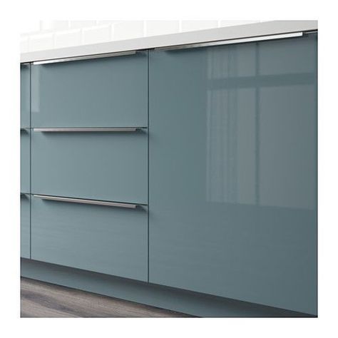 KALLARP Drawer front - 15x10 " - IKEA Turquoise Kitchen Cabinets, Gloss Kitchen Cabinets, Kitchen Credenza, Top Kitchen Cabinets, Серая Кухня, Turquoise Kitchen, Ikea Kitchen Cabinets, Black Kitchen Cabinets, Gray Kitchen