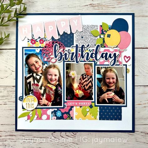 Birthday Layout, Birthday Scrapbook Layouts, Birthday Scrapbook Pages, Scrapbooking Idea, Scrapbook Design Layout, Beautiful Scrapbook Layouts, Baby Scrapbook Pages, Birthday Scrapbook