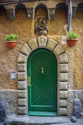 size: 12x8in Photographic Print: Italy, Porto Venere. Ornate house door. by Jaynes Gallery : Gorgeous Doors, House Door, Tiny House Cabin, House Doors, Old Door, Old Doors, Unique Doors, Gallery Art, Beautiful Doors