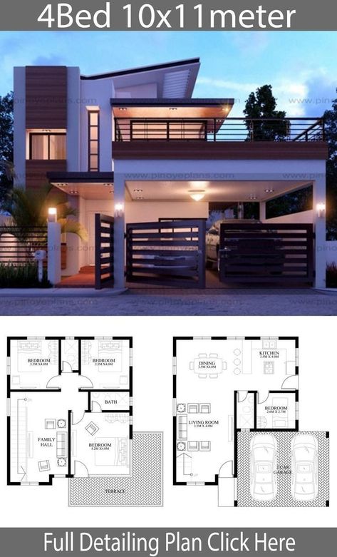 4 Bedroom House Designs, 2 Storey House Design, Modern Small House Design, Best Modern House Design, Simple House Design, House Plan Gallery, Modern Home Design, House Construction Plan, Architect Design House