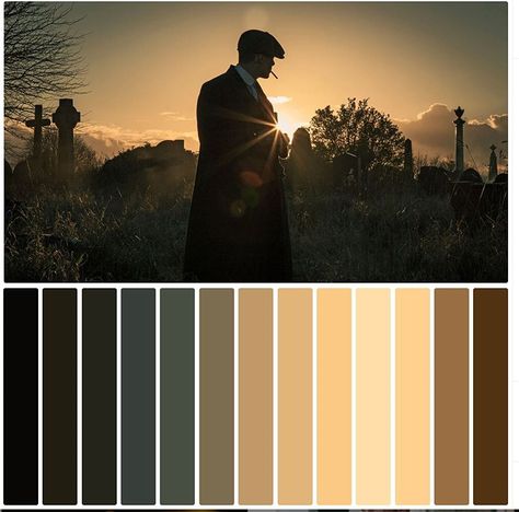 Harry Potter Color Palette, Peaky Blinders Aesthetic, Peaky Blinders Theme, Movie Color Palette, Film Collection, Pantone Palette, Cinema Colours, Black Wall Street, Color Palette Yellow