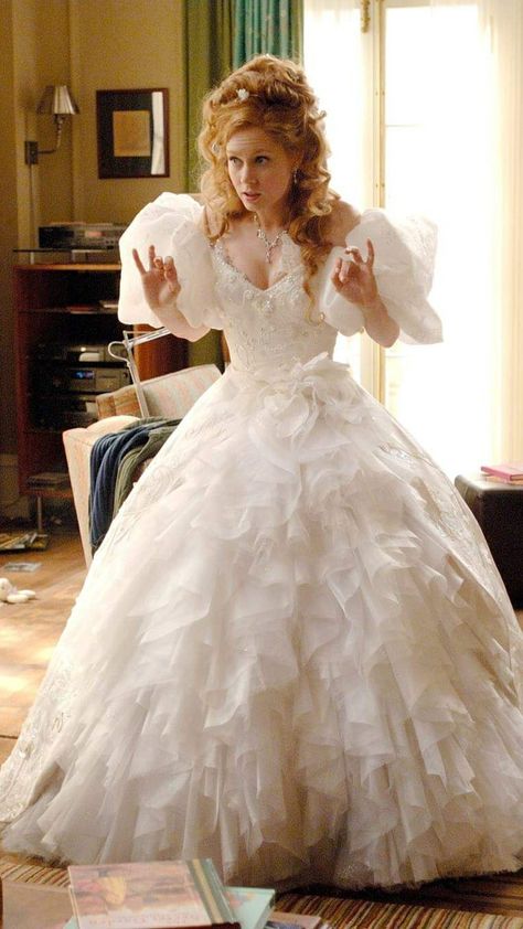 Enchanted Dress Giselle, Enchanted Movie Dress, Giselle Enchanted Wedding Dress, Enchanted Movie Outfits, Enchanted Movie Aesthetic, Enchanted Giselle Dress, Giselle Wedding Dress, Enchanted Costume, Giselle Costume