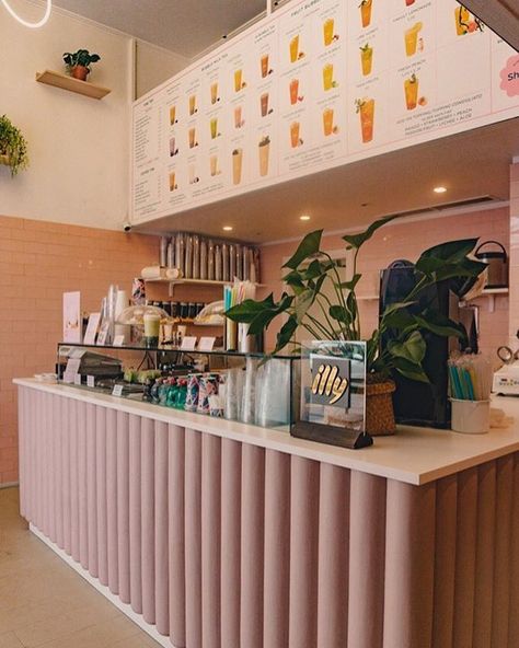 Aug 29, 2019 - This Pin was discovered by Noreen. Discover (and save!) your own Pins on Pinterest Boba Shop Design, Tea Shop Interior, Tea Store Design, Hipster Cafe, Tea House Design, Boba Shop, Bubble Tea Shop, Coffee Shop Interior Design, Tea Cafe