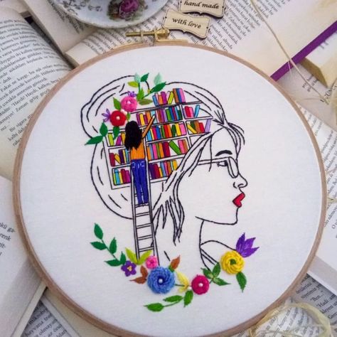 Portrait Embroidery, Embroidery Hoop Art Diy, Embroidery Hearts, Diy Embroidery Designs, Floral Embroidery Patterns, Diy Embroidery Patterns, Basic Embroidery Stitches, Hand Embroidery Projects, Diy Paper Crafts Decoration