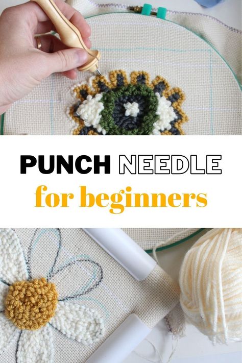 Best Yarn For Punch Needle, How To Make Punch Needle Patterns, Needle Punching For Beginners, How To Finish A Punch Needle Project, Punch Needle Starter Kit, Punch Yarn Art, Punch Needle Beginner Pattern, Needle Punch Embroidery Tutorials, Punchneedle Ideas Tutorials