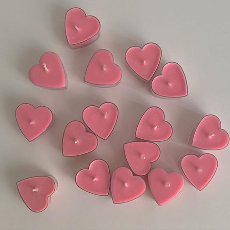 Pink Heart, Candles, Pink, White