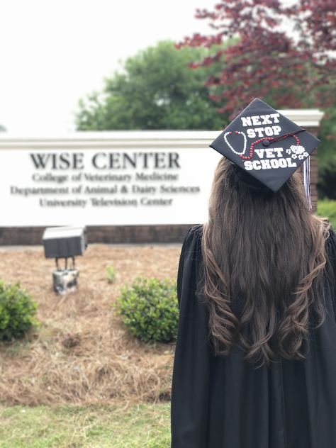 Vet school graduation cap Graduation Caps Veterinary, Vet Senior Pictures, Veterinary Cap Decoration, Future Vet Tech Graduation Cap, Vet School Cap Decoration, Future Veterinarian Graduation Cap, Future Vet Graduation Cap, Veterinarian Cap Ideas, Animal Science Graduation Pictures