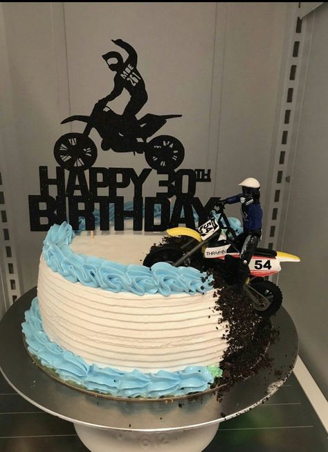 Dirtbike Cake Topper, Rory Birthday, Motorcycle Cake Topper, Bmx Cake, Motocross Cake, Dirt Bike Cake, Bolo Motocross, Motorcycle Birthday Cakes, Happy Birthday Sweet 16