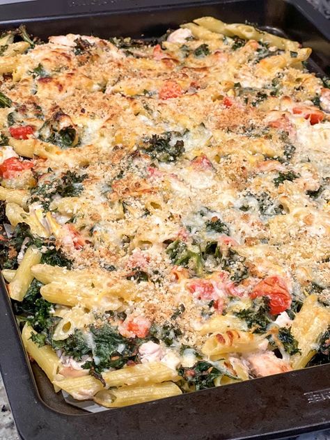 Buffalo Dietitian, Sheet Pan Pasta, Diet Dishes, Pan Pasta, Fertility Diet, Feta Pasta, Cheesy Pasta, Healthier Recipes, Pan Meals