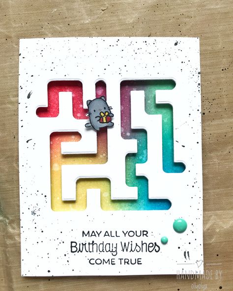 Mama Elephant / LITTLE CAT AGENDA / Maze / Interactive card Birthday Cards Interactive, Elephant Cards Handmade, Scrapbook Interactive Ideas, Interactive Birthday Cards, Maze Card, Interactive Greeting Cards, Elephant Cards, Mama Elephant Cards, Interactive Card