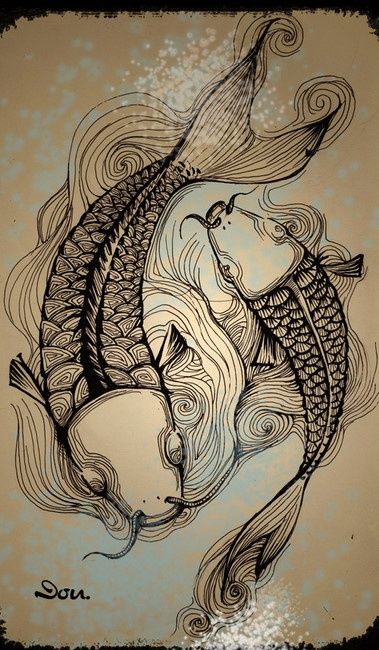 Art School Portfolio, Koi Art, Two Fish, One Fish, Desenho Tattoo, Fish Swimming, Arte Inspo, Zentangle Art, Fish Art