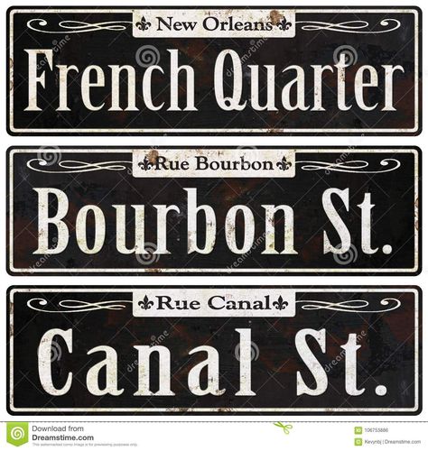 New Orleans Rustic Vintage Street Signs Retro Stock Illustration - Illustration of invitation, classic: 106753886 New Orleans Quotes, New Orleans Street, Retro Signs, New Orleans French Quarter, Graphic Design Business, Bourbon Street, French Quarter, Retro Illustration, Street Signs