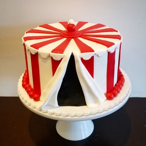 Circus tent cake Tent Cake, Carnival Birthday Cakes, Circus Birthday Cake, Circus Theme Cakes, Circus Cakes, Giant Cupcake Cakes, Carnival Cakes, Circus Cake, Circus Carnival Party