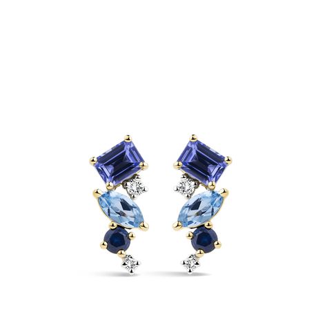 Ear Party Tanzanite Topaz Sapphire and Diamond Stud Earrings Hardy Brothers, Cluster Design, Ear Party, Gold Stud Earrings, Topaz Earrings, Gold Stud, Diamond Cluster, Gold Earrings Studs, Gold Studs