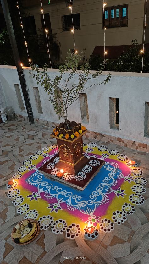 Tulsi Vivah Pic, Tulasi Pujan Diwas, Tulsi Poojan Rangoli, Tulsi Border Rangoli, Rangoli Around Tulsi Pot, Rangoli Designs For Tulsi Pooja, Tulsi Puja Images, Tulasi Pooja Rangoli, Tulsi Puja Rangoli Design