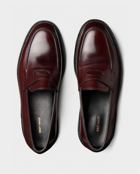 JOHN LOBB’s Instagram photo: “Built on our 0015 last, the New Standard line, characterised by a contemporary rounded toe and a strong silhouette now includes the Lopez…” Semi-formal Plain Toe Loafers With Brogue Detailing, Semi-formal Leather Sole Loafers With Round Toe, Luxury Wingtip Loafers With Red Sole, Red Leather Moc Toe Loafers, Luxury Brogue-detailed Plain Toe Loafers, John Lobb, Loafers Men, Men Dress, Dress Shoes Men