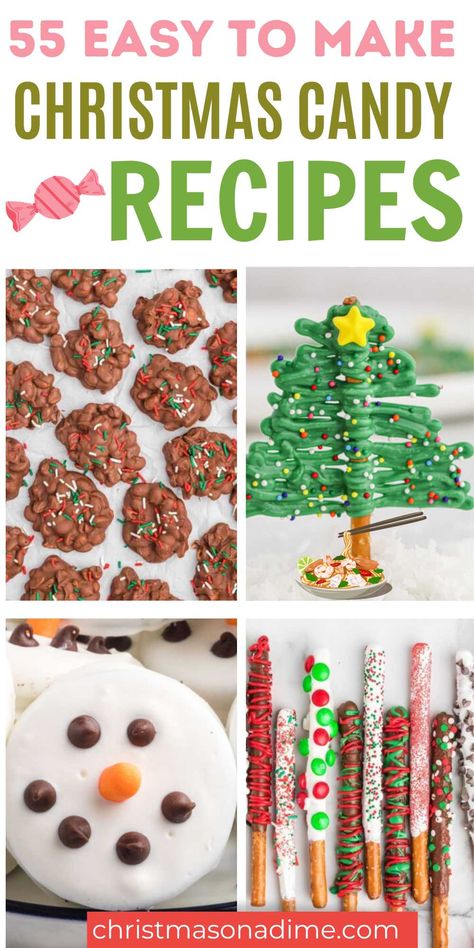 Christmas Candy To Sell, Christmas Candy Melt Ideas, 100 Best Christmas Candy Recipes, Candy Gift Ideas Christmas Easy Diy, Christmas Candy Making Party, Kids Christmas Candy Ideas, Easy Candies For Christmas, Christmas Candy Kids Can Make, Candies To Make For Christmas