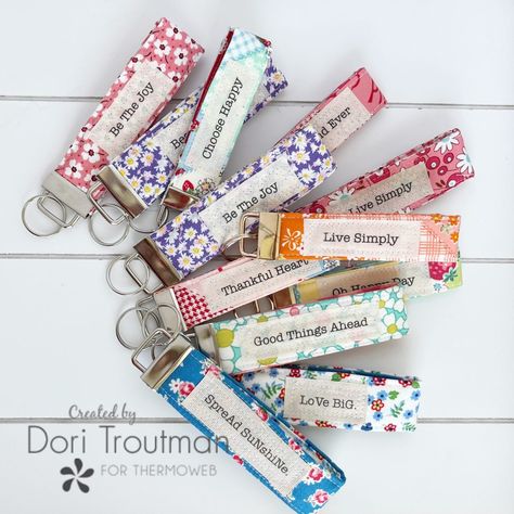 Personalized Key Fobs! {Sewing Tutorial} - Therm O Web Key Fobs Diy, Diy Keyring, Best Embroidery Machine, Patchwork Quilting Designs, Sewing Guide, Brother Embroidery Machine, Sewing Easy Diy, Machine Embroidery Projects, Sewing Projects For Kids