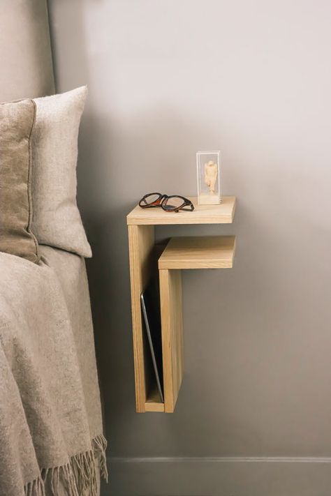 Unique Bedside Tables, Narrow Bedside, Narrow Bedside Table, Floating Bedside Table, Bedside Shelf, Side Bed, Small Nightstand, Airy Room, Unique Shelves