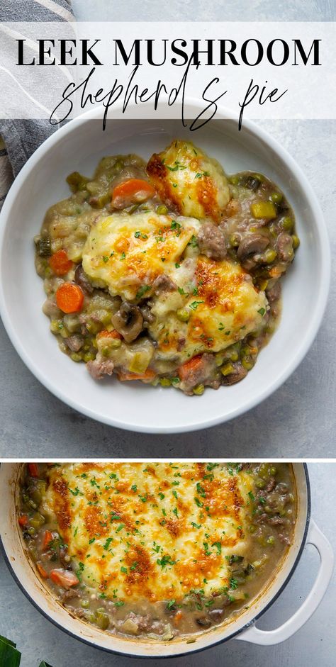 Mushroom And Leeks, Recipes With Leeks Dinners, Potato Mushroom Recipe, Leek Mushroom, Leek Pie, Leek Recipes, Beef Pies, Easy Weekday Meals, Best Mashed Potatoes