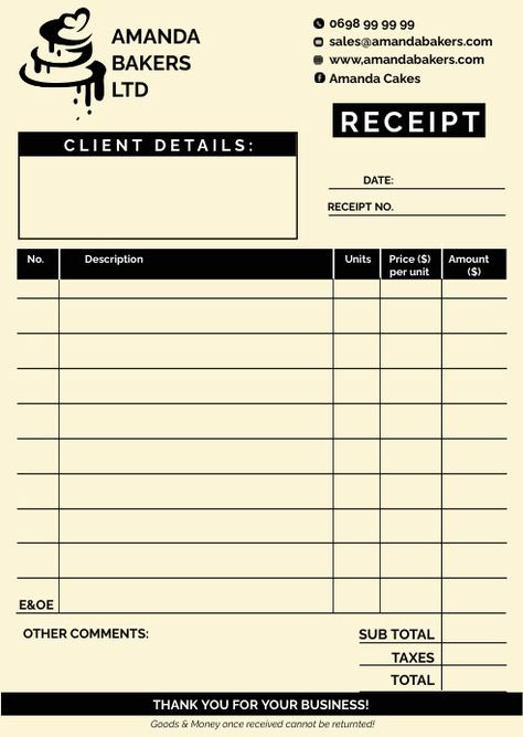 Editable cash sale receipt invoice delivery note template business flyer Receipt Template, Notes Template, Woodworking Projects Diy, Business Flyer, Book Design, Coding