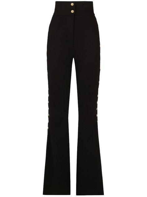 Luxury Tailored Black Bottoms, Luxury High-waisted Black Pants, Luxury Black High-waisted Pants, Black Designer Luxury Pants, Tailored Black Luxury Pants, Bootcut Dress Pants, Long Trousers, Dolce E Gabbana, Formal Outfit