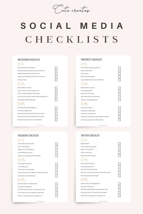 Social Media Templates by Penny Social Media Checklist For Business, Tiktok Planner, Business Daily Planner, Business Planner Printables, Social Media Planner Template, Blogging Planner, Social Media Planner Printable, Exam Planner, Social Media Checklist