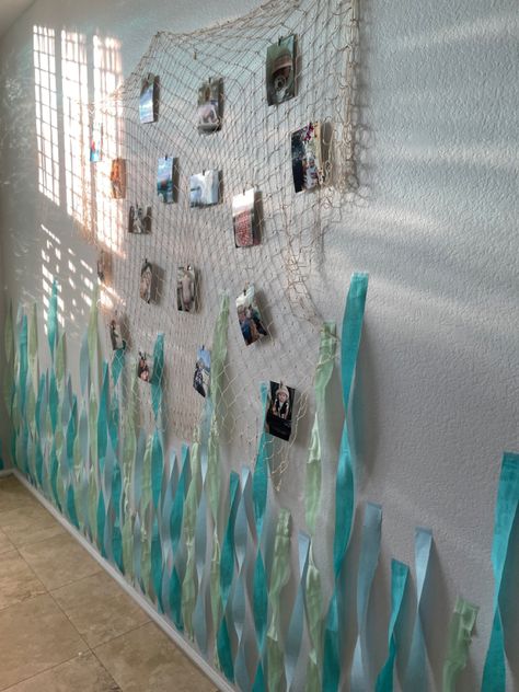 Under The Sea Party Ideas Decoration, Ocean Streamers, Oneder The Sea Backdrop, Ocean Bday Party, Under The Sea Bachelorette, Under The Sea Party Activities, Aquarium Party Ideas, Mermaid Sorority Theme, Under The Sea Party Decor