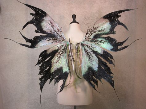 Made to  Order - Adult Iridescent Dark Fairy Absinthe Fairy Wings by LadyOfTheOneRing on Etsy https://www.etsy.com/listing/487195245/made-to-order-adult-iridescent-dark Dark Fairy Costume, Absinthe Fairy, Butterfly Fairy Wings, Halloween Fest, Black Fairy, Fairy Wedding, Fairy Aesthetic, Fairies Elves, Wings Costume