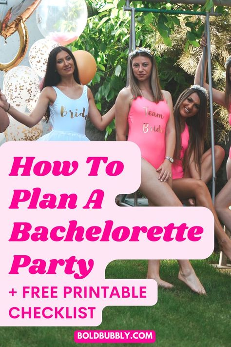 how to plan a bachelorette party Bachelorette Planning Checklist, Bachelorette Checklist, Plan A Bachelorette Party, Bachelorette Party Checklist, Maid Of Honor Duties, Free Wedding Planner Printables, Bachelorette Planning, Party Planning Checklist, Wedding Planner Binder