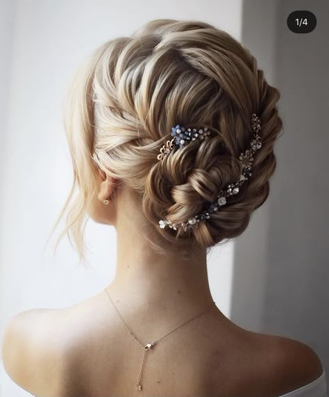 Bridal Updo For Shoulder Length Hair, Boho Wedding Hairstyles, Grad Hairstyles, Communion Hair, Wedding Hair Trends, Bohemian Wedding Hair, Wedding Hairstyles And Makeup, Bride Updo, Bridal Braids