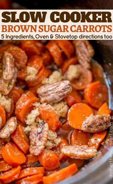 Slow Cooker Brown Sugar Carrots - Dinner, then Dessert Crockpot Carrots, Crockpot Sides, Carrots Slow Cooker, Easter Bakes, Crockpot Veggies, Brown Sugar Carrots, Sugar Carrots, Best Thanksgiving Side Dishes, Thanksgiving Recipes Side Dishes