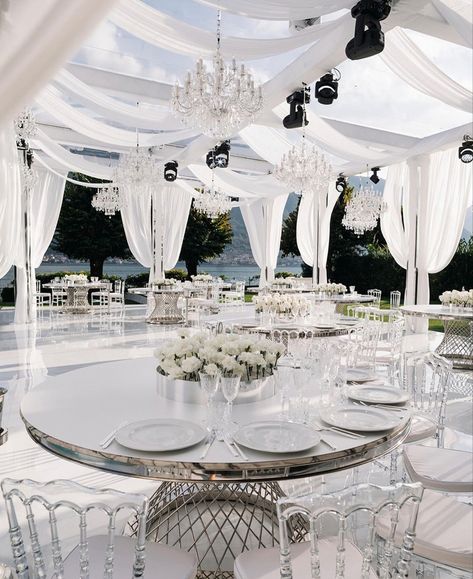 All White Garden Wedding, Event Planning Branding, Outdoor Tent Wedding, Dream Wedding Reception, Wedding Dance Video, Dubai Wedding, Dream Wedding Decorations, Dream Wedding Venues, Lake Como Wedding