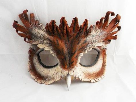 Cardboard Mask, Eastern Screech Owl, Owl Mask, Owl Costume, Mascaras Halloween, Brown Ribbon, Screech Owl, Bird Masks, Mask Masquerade