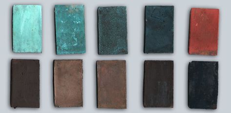 The Colour Palette of Antique Bronzes: An Experimental Archaeology Project | EXARC Oxidized Copper Color Palette, Experimental Archaeology, Bronze Color Palette, Copper Colour Palette, Bronze Color Scheme, South Hero, Mind Palace, Patina Color, Chinese Bronze