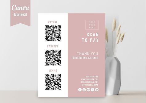 Menu Qr Code Design, Scan To Pay Template, Scan To Pay Sign, Payment Sign, Google Doc Templates, Scan To Pay, Qr Code Generator, Bookkeeping Templates, Beautiful Typography