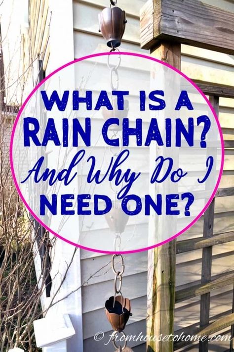 Rain Chain Installation, Rain Chain Diy, Rain Chain Garden, Copper Rain Chains, Spring Clean Up, Rain Chains, Rain Chain, Rainwater Harvesting, Rain Barrel