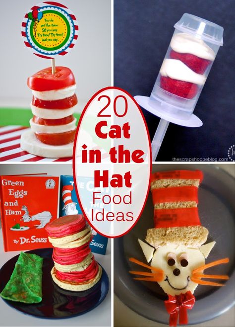 Cat In The Hat Snacks For Kids, Cat In The Hat Birthday Party Food, Cat In The Hat Food Ideas, Dr Seuss Food Ideas For Kids, Cat In The Hat Party Food, Dr Seuss Lunch Ideas, Cat In The Hat Food, Cat In The Hat Snacks, Dr Seuss Breakfast