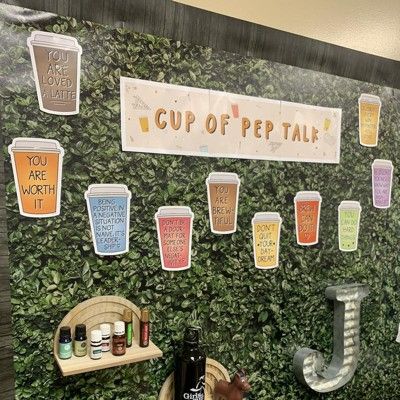 Cup Of Pep Talk, Preschool Vibes, Classroom Money, Counseling Bulletin Boards, Callie Danielle, Classroom 2023, Work Bulletin Boards, Teacher Bulletin Boards, Mind Health