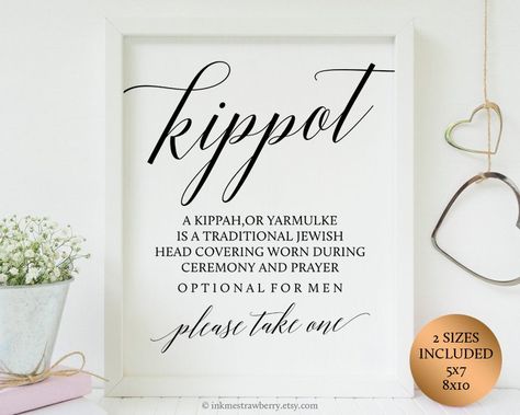 Kippot Sign, Wedding Kippah, Bucket List Wedding, Wedding Bucket List, Sign Wedding Guest Book, Printable Bucket List, Table Sign Wedding, Wedding Bucket, Wedding Guest Book Ideas