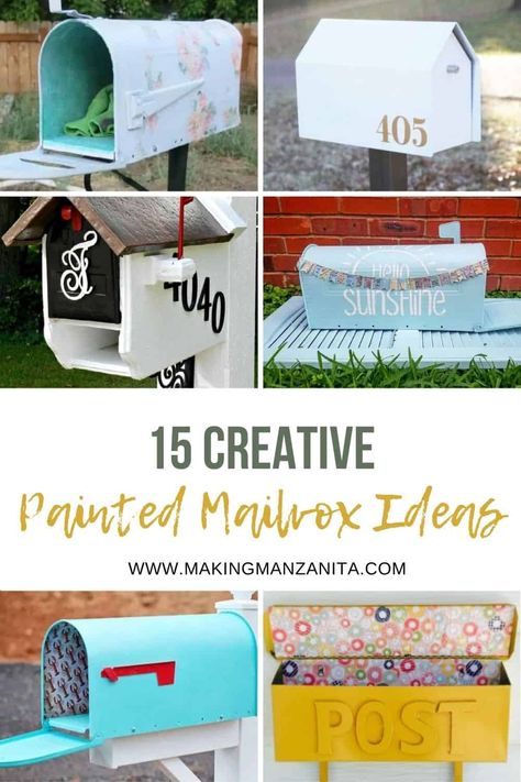 Painted Mailbox Ideas: 15 Unique DIY Ideas - Making Manzanita Mail Box Paint Ideas, How To Make A Mailbox Post, Unique Mail Box Ideas, Mailbox Location Ideas, Painted Mailboxes Diy, Mailbox Painting Ideas Diy, Mail Box Ideas Diy Creative, Painted Mailbox Ideas Diy Farmhouse, Mailbox Makeover Paint